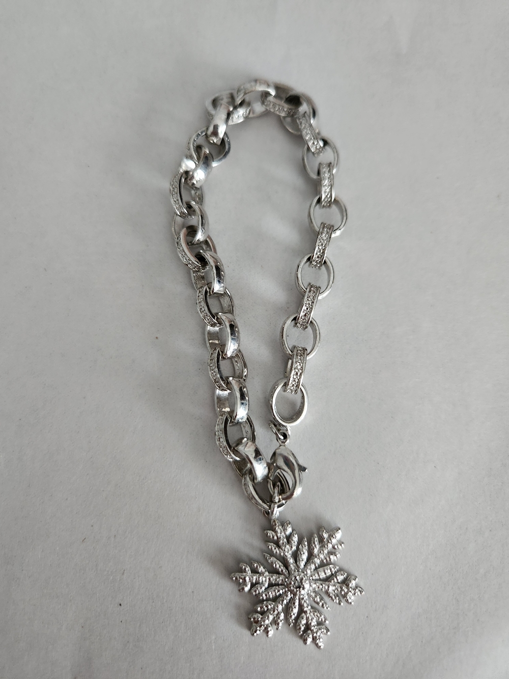 Silver Snowflake Charm Bracelet - Women's Jewelry